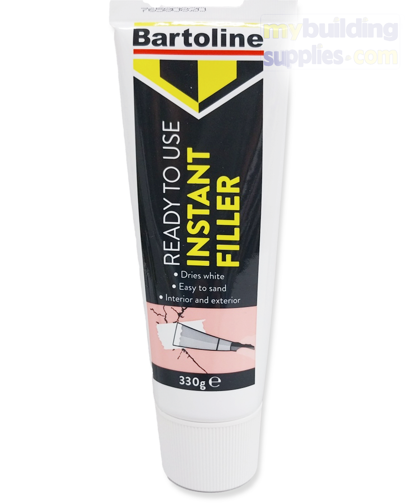 Bartoline Ready to Use Instant Filler Tube, 330g. Ready to Use Instant Filler is suitable for interior and exterior use. Ideal for repairs to plaster, plasterboard, brick, wood and stone. Easy to use and sand down. Dries white.