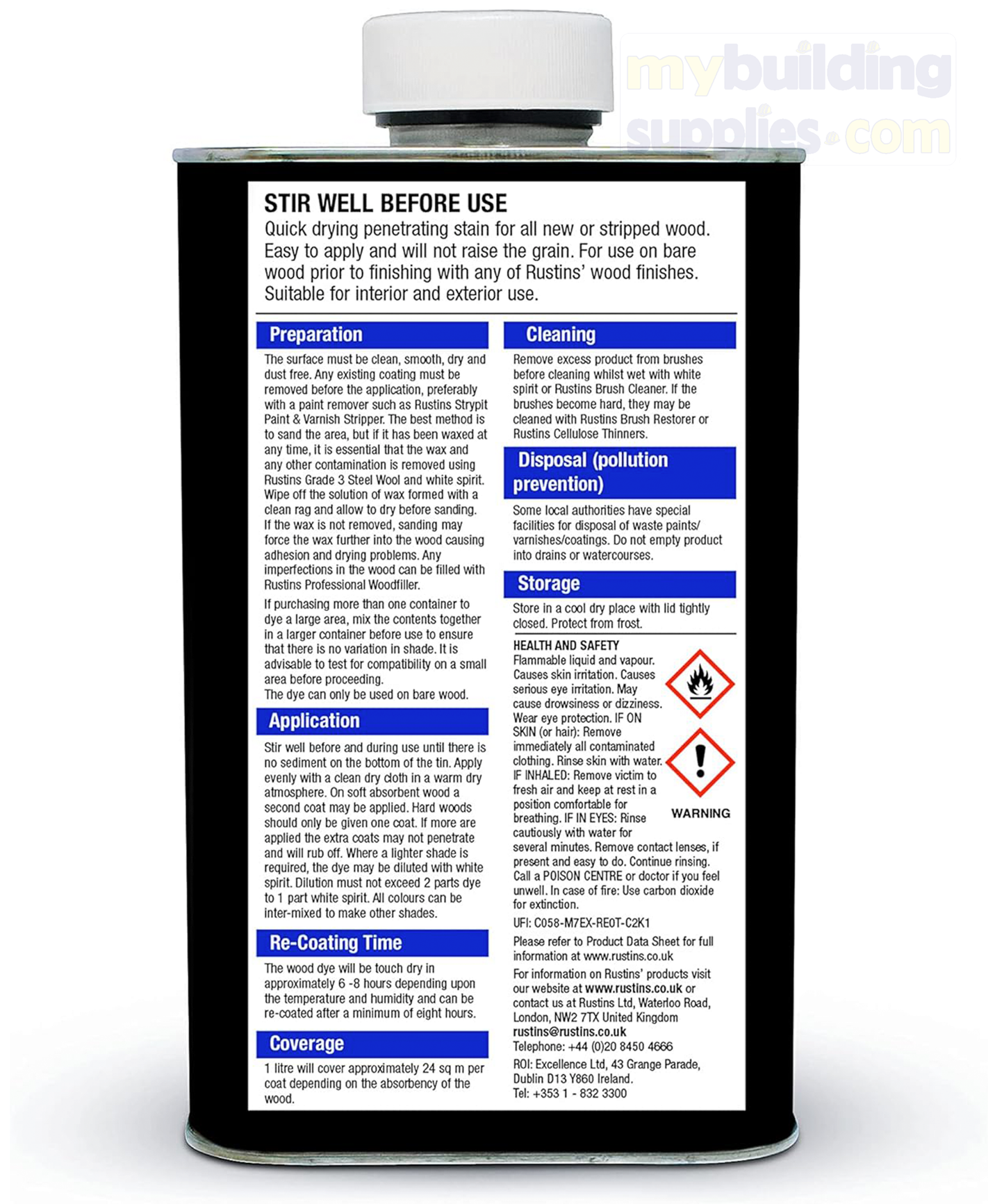 Rustins Wood Dye Light Oak 250ml