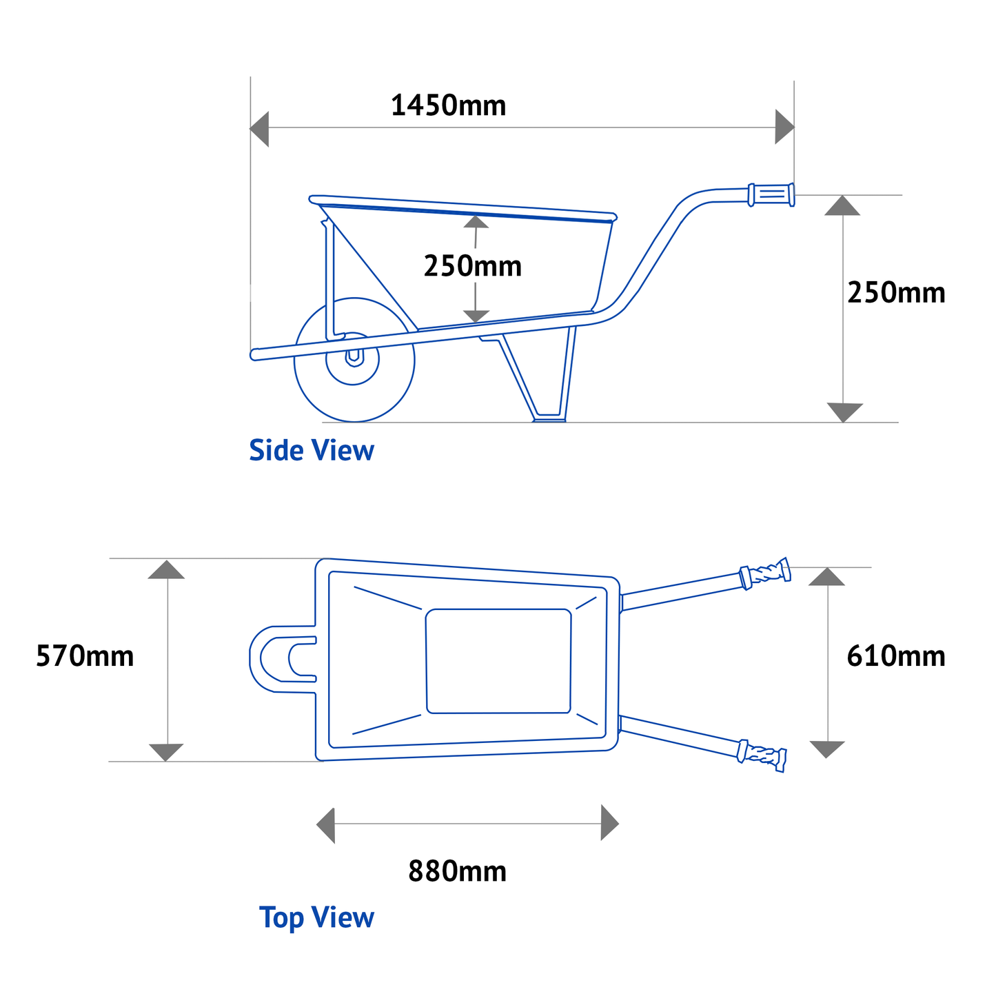 ناقابل تسخیر 120 لیٹر جستی وہیل بیرو - نیومیٹک ٹائر