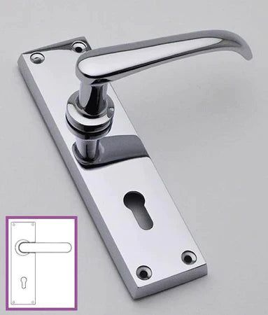 Jedo Chrome Victorian Bathroom Lock Door Handle Set