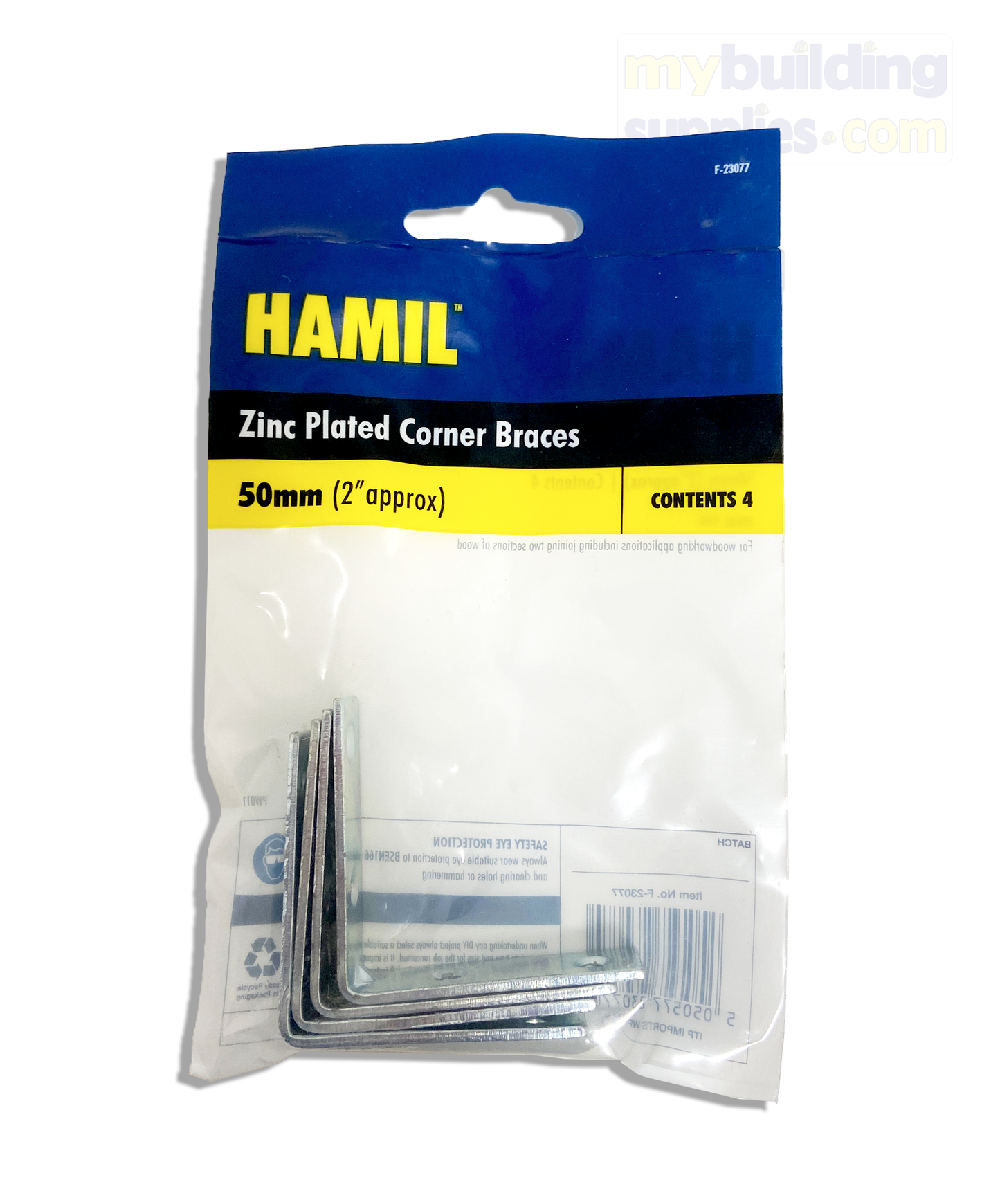 Zinc Plated Corner Braces 50mm - QTY 4