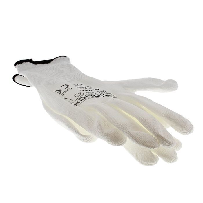 Reusable White Nylon Gloves with Polyurethane Coating
