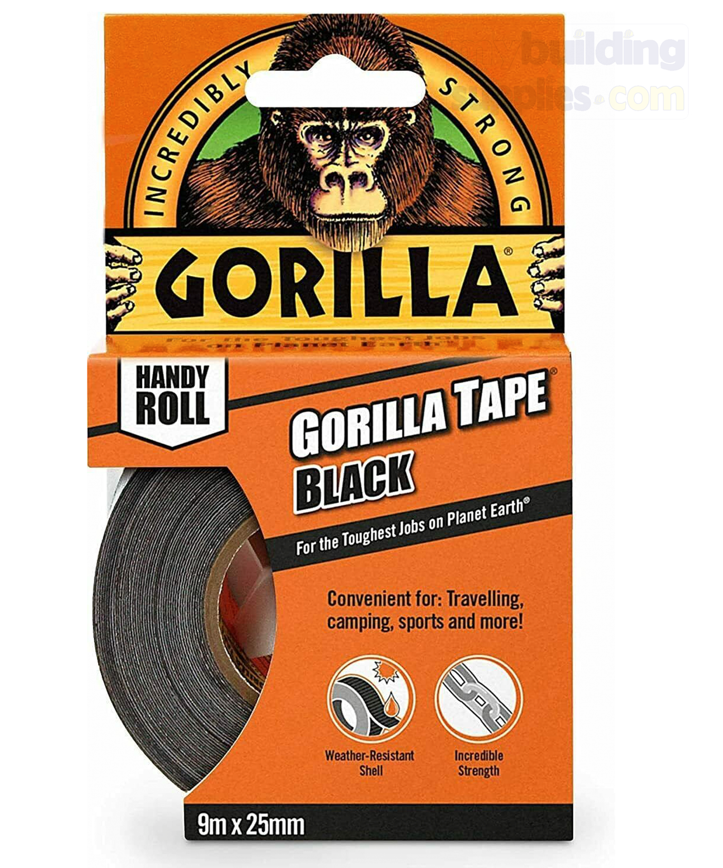 Gorilla Tape Handy Roll Black 9m x 25mm - 3044401