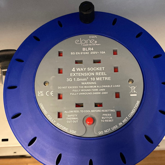 15m 2 Gang Open Drum Cable Reel 13A