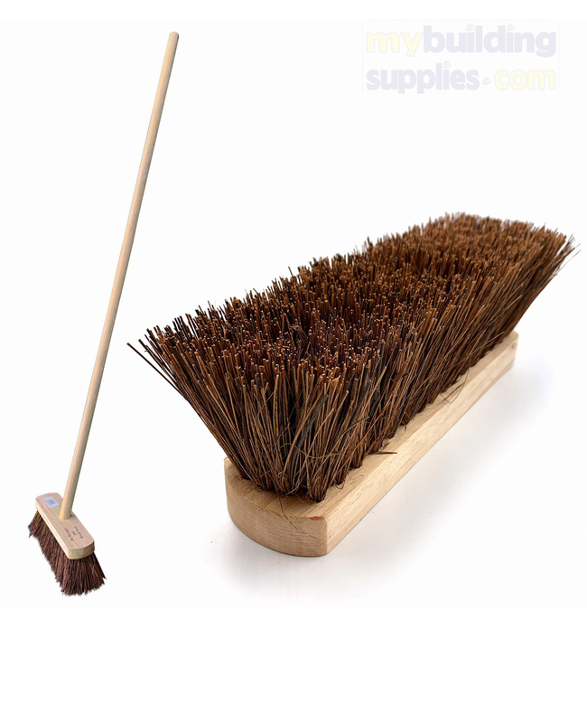 10" Bassine Broom Head Hard Bristle Brush and Handle