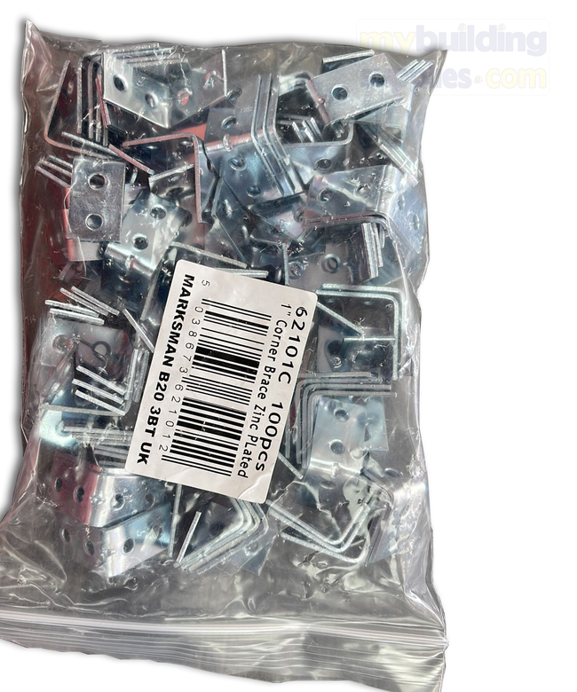 1” Corner Braces, Zinc Plated, 100pc, 62101c