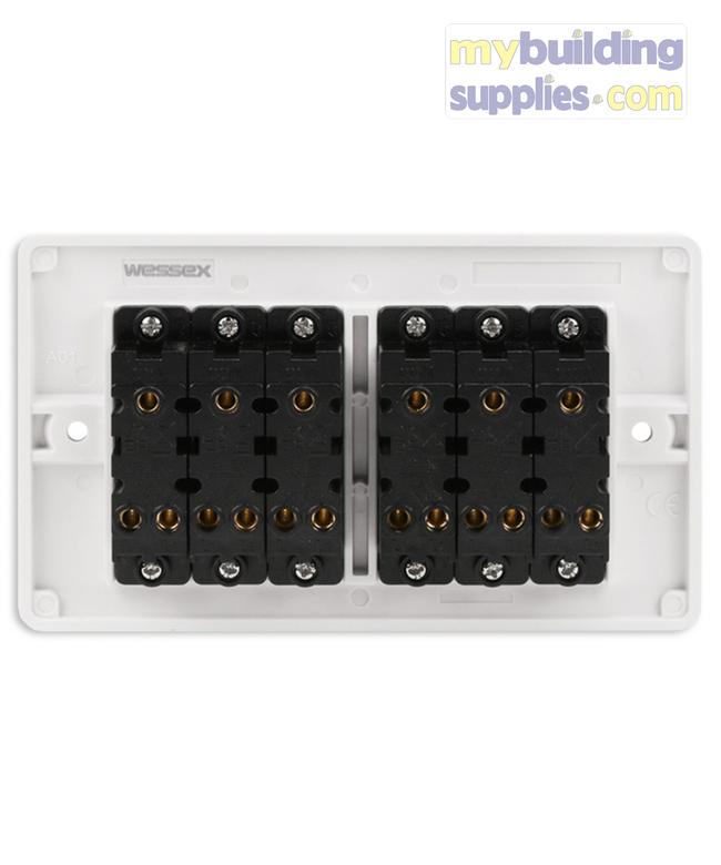 10A 6 Gang 2 Way Switch Square White