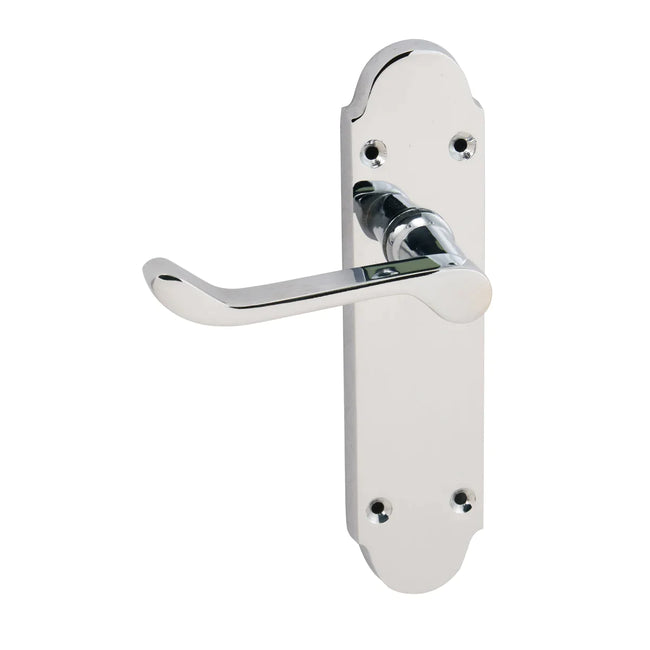 Jedo Chrome Victorian Bathroom Lock Door Handle Set