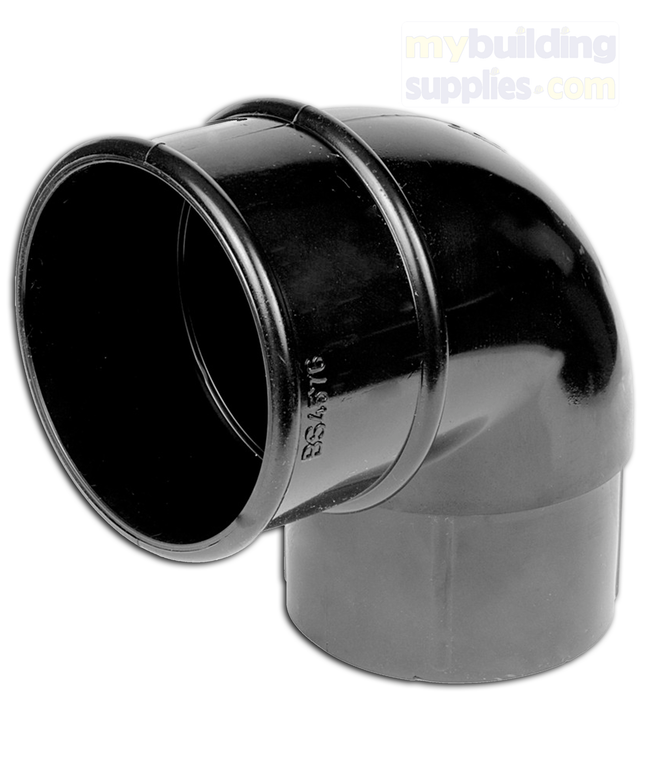 Downpipe Elbow - Plastic Guttering 68mm Black Round Downpipe 92.5 Degree Offset Bend