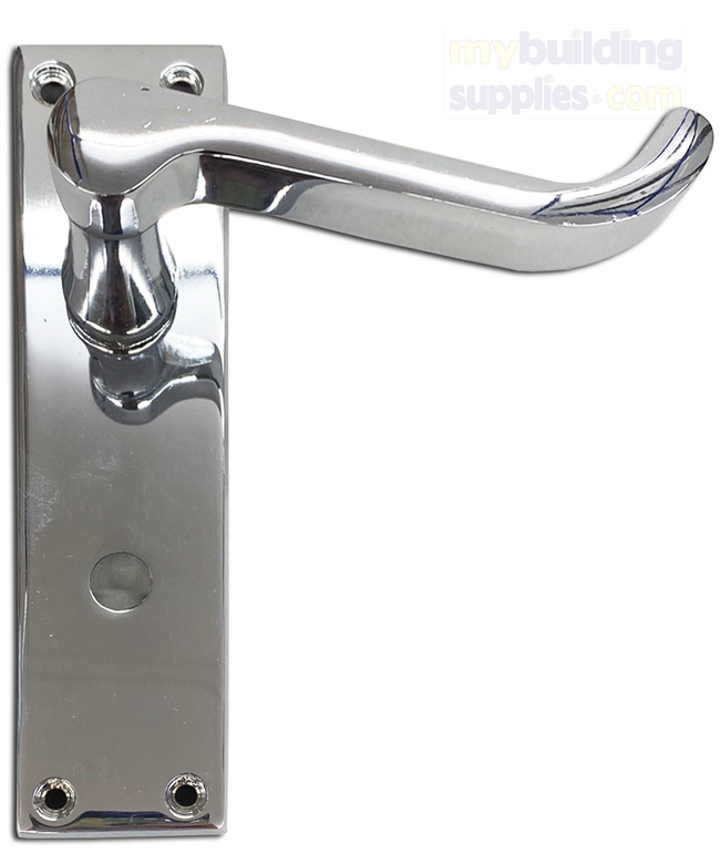 Jedo Chrome Victorian Bathroom Lock Door Handle Set