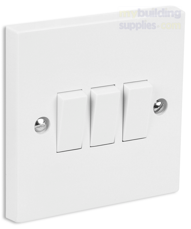 Light Switch 10 Amp 3 Gang 2 Way White