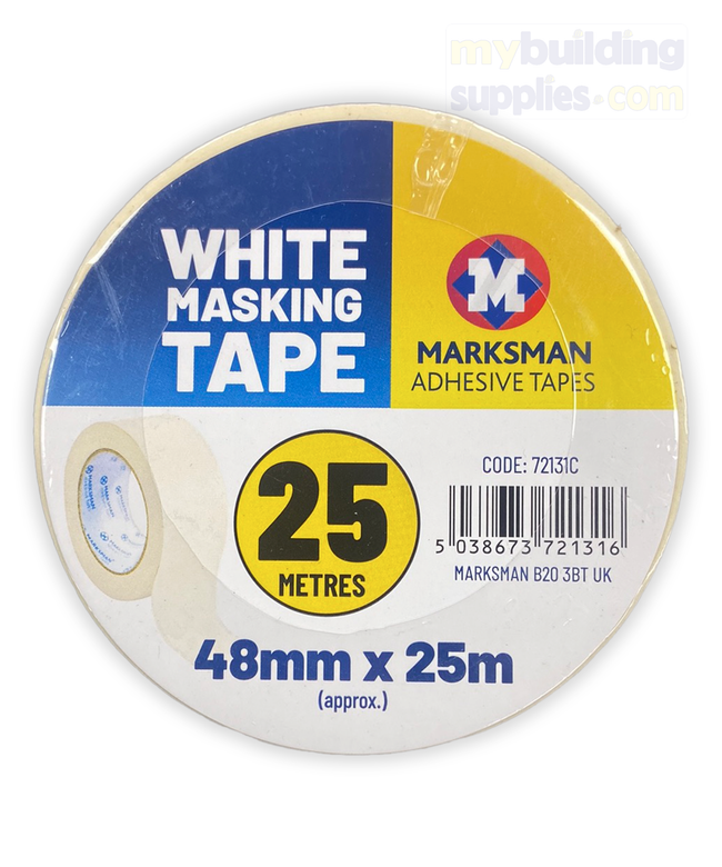 Marksman White Masking Tape in size 48mmx25m, 24mmx50m, 48mmx50m
