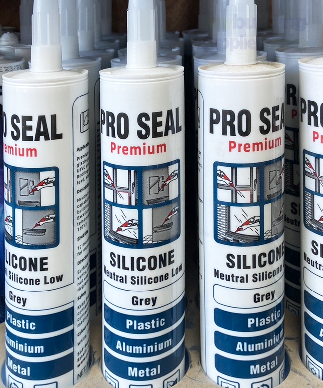 Pro Seal Premium Silicone Grey.  Neutral cure silicone sealant that's perfect for sealing gap. Compatible for: Plastic, Aluminium and Metal. 
