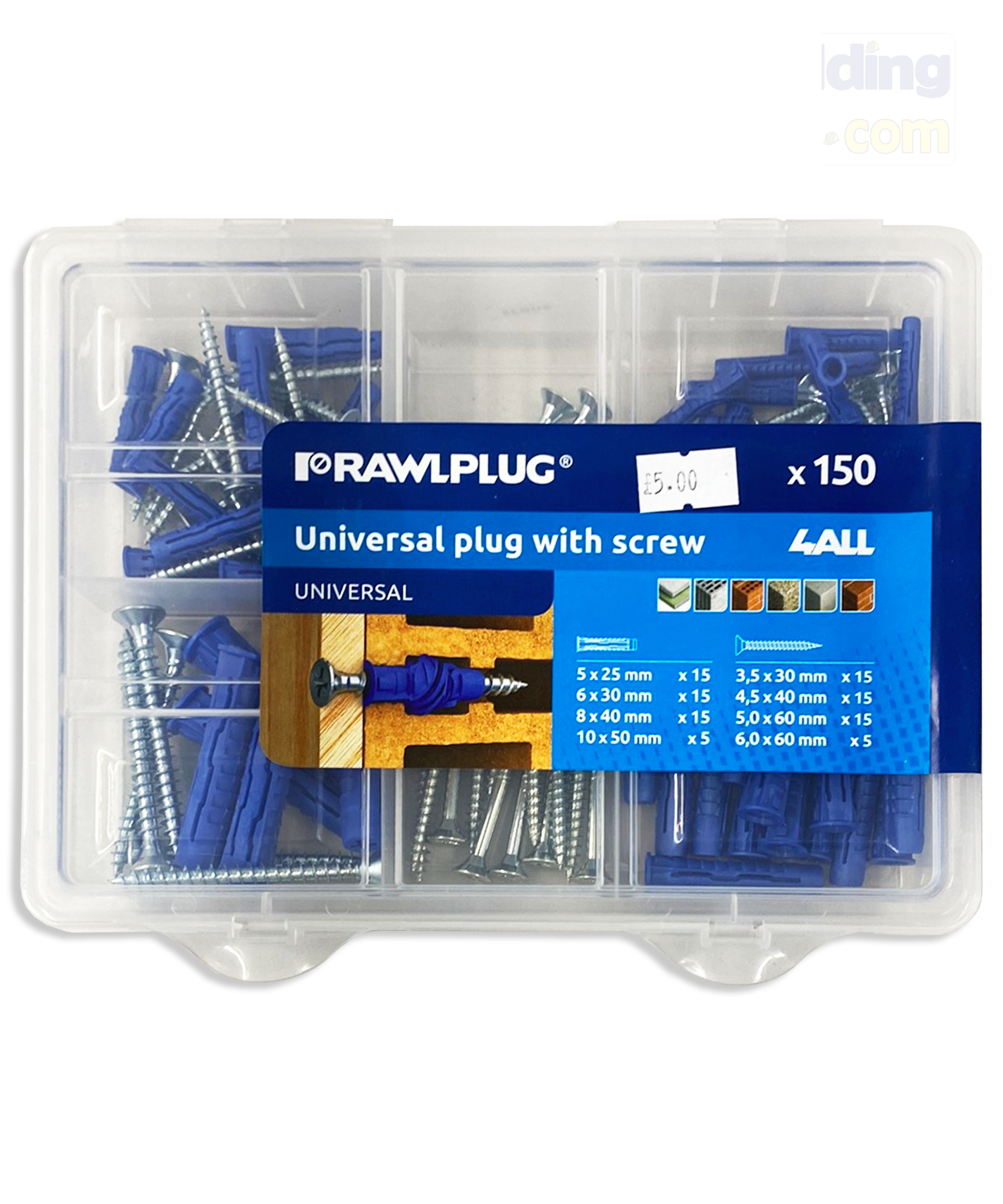 Rawlplug Universal Plug with Screw 150pcs – Mybuildingsupplies