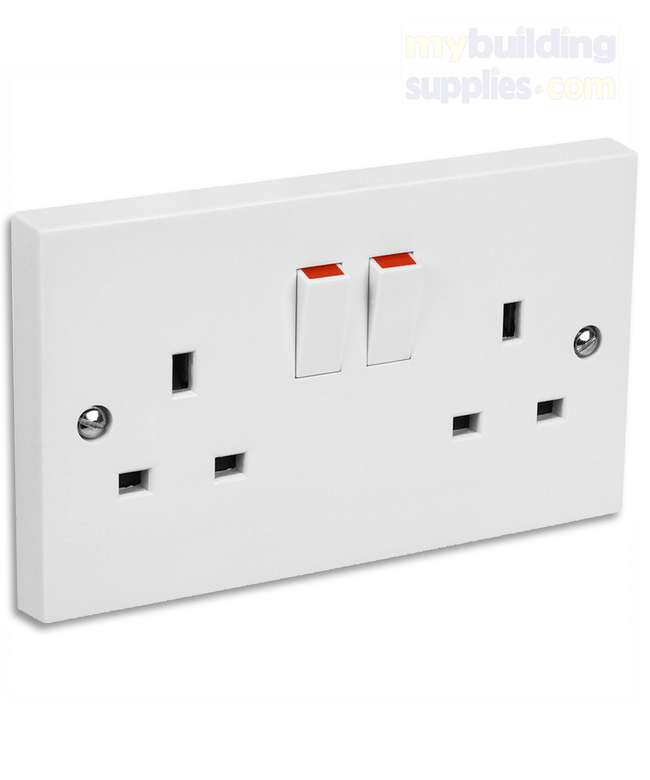 Switched Socket 2 Gang Single Pole 13Amp